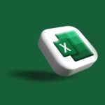 A 3D model graphic of the Microsoft Excel software logo on a green background, as a symbol for how to make an invoice in Excel.