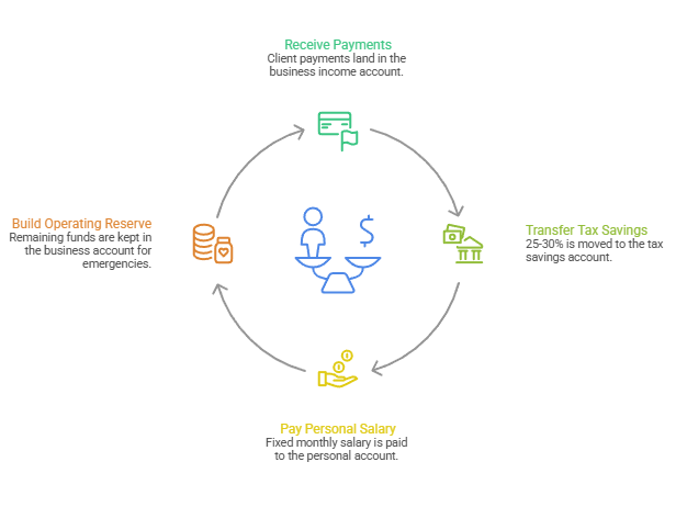 An infographic showing a circle with how the four accounts system works