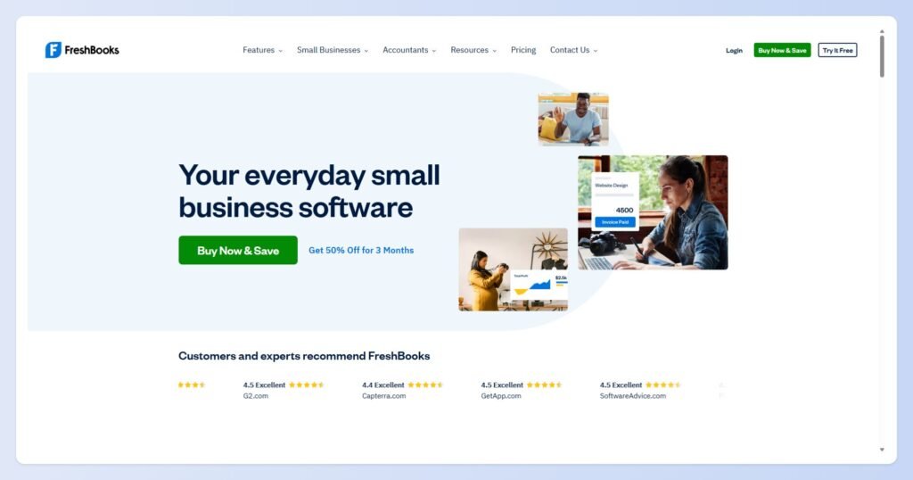FreshBooks invoicing dashboard, the best paid all-rounder for freelance billing