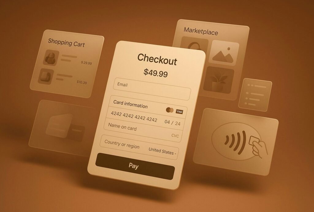 Online checkout screen with payment and cart details, representing the purchase order vs invoice process