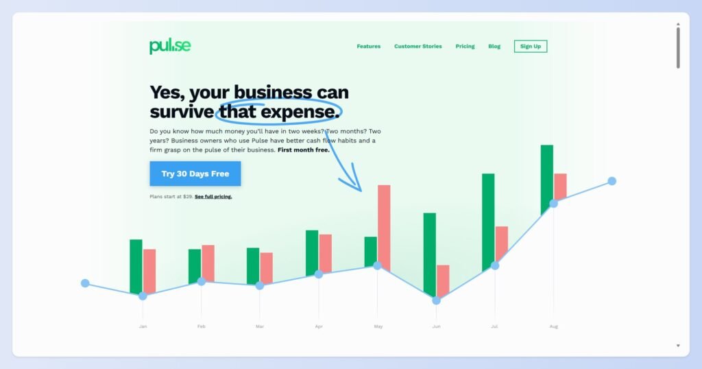 Pulse cash calendar showing a freelancer's money in and money out day by day